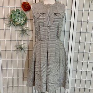 Derek Lam Gray and White Sleeveless Midi Dress